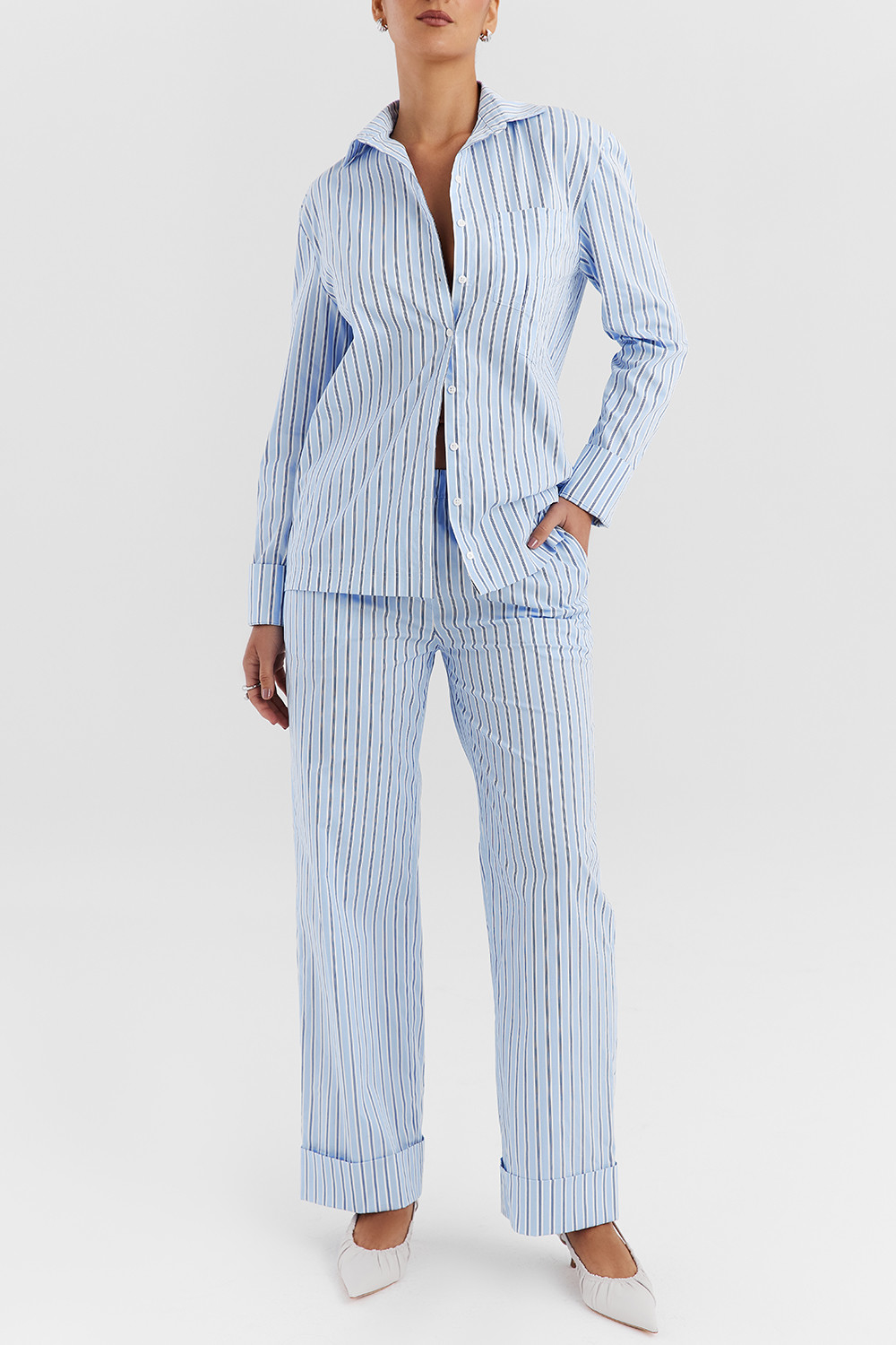 Mistress Rocks Blue Striped Baggy Trousers - SALE - luluinthesky