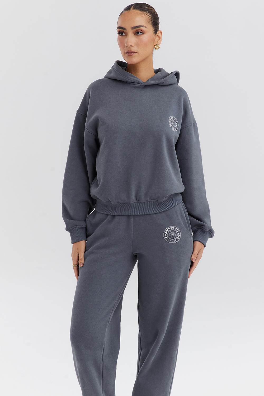 Muse Slate Cotton Fleece-Back Hoodie - luluinthesky