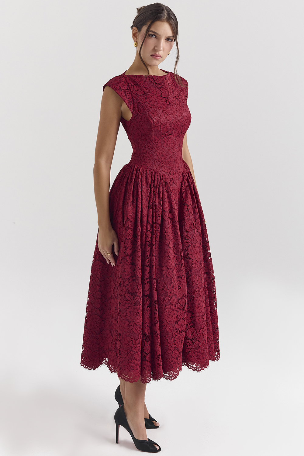 Debutante Berry Lace Backless Midi Dress - luluinthesky