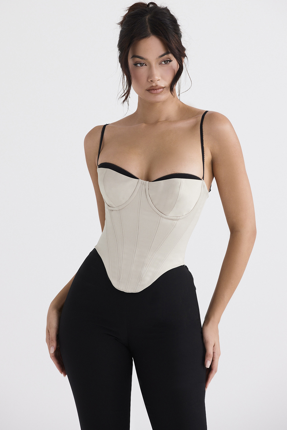 Luette Beige Satin Underwired Corset - luluinthesky