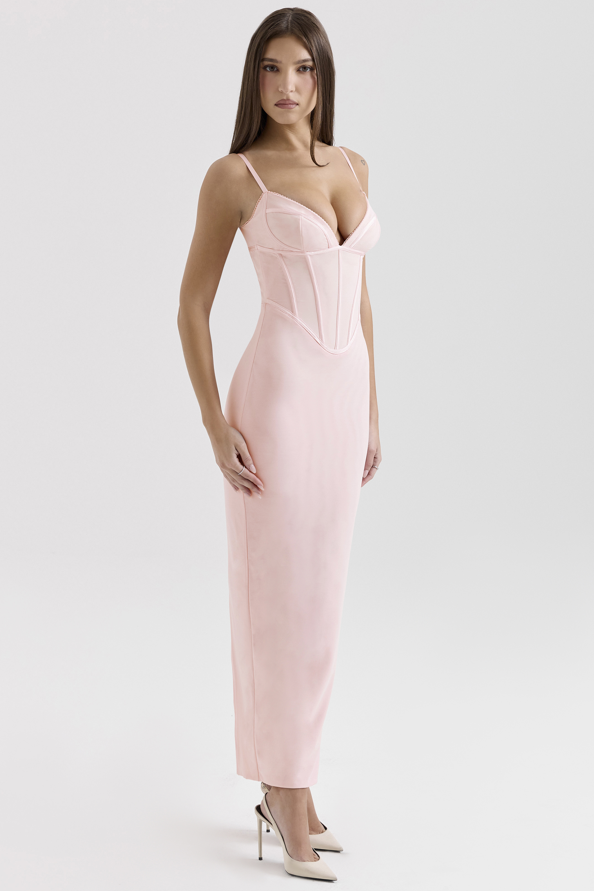 Romy Pink Mesh Bodycon Maxi Dress - luluinthesky