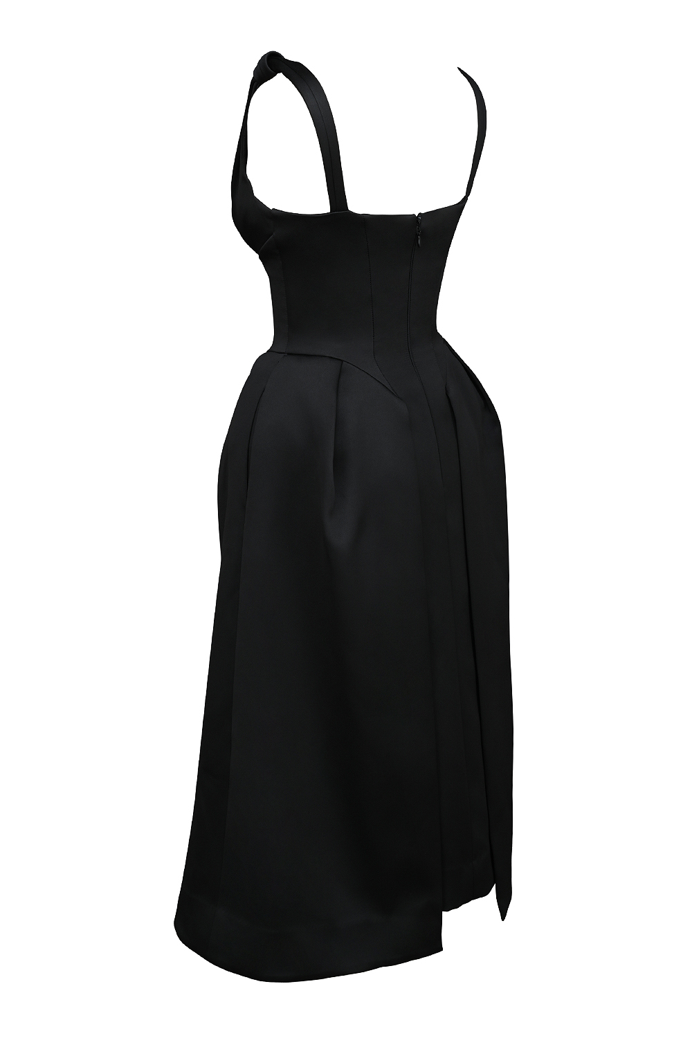 Paloma Black Satin Twist Strap Midi Dress - SALE - luluinthesky