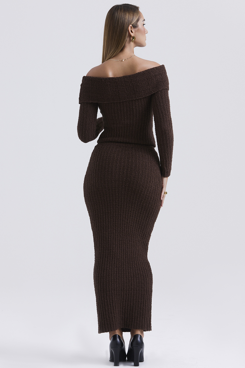 Sloane Chocolate Soft Cotton Boucle Maxi Skirt - SALE - luluinthesky