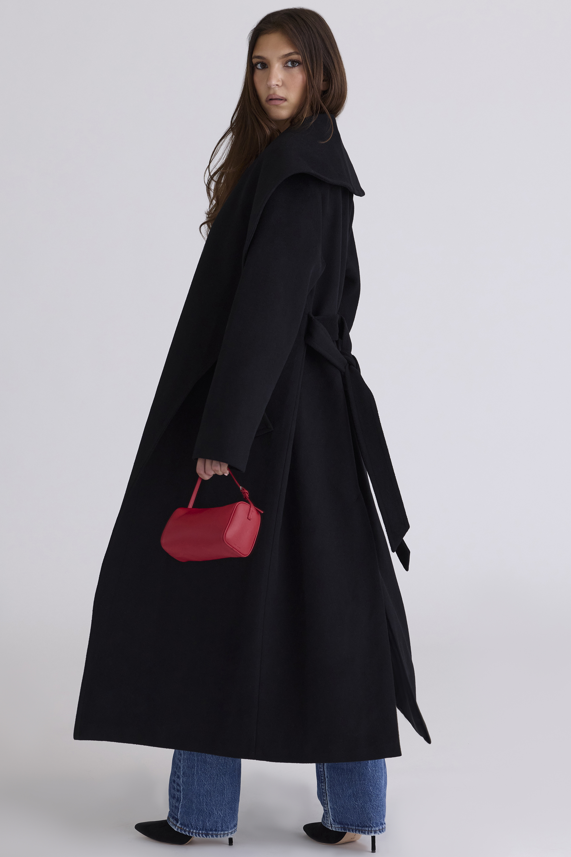 Cocoon Black Wool Shawl Collar Coat - luluinthesky