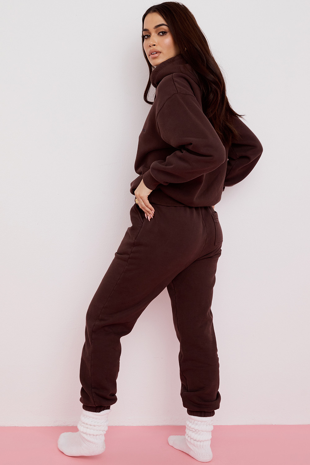 Halo Chocolate Cotton Fleece-Back Oversized Hoodie - luluinthesky