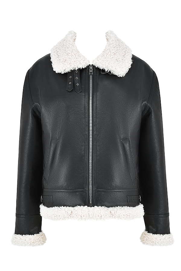 Madden Black Vegan Shearling Aviator Jacket - luluinthesky