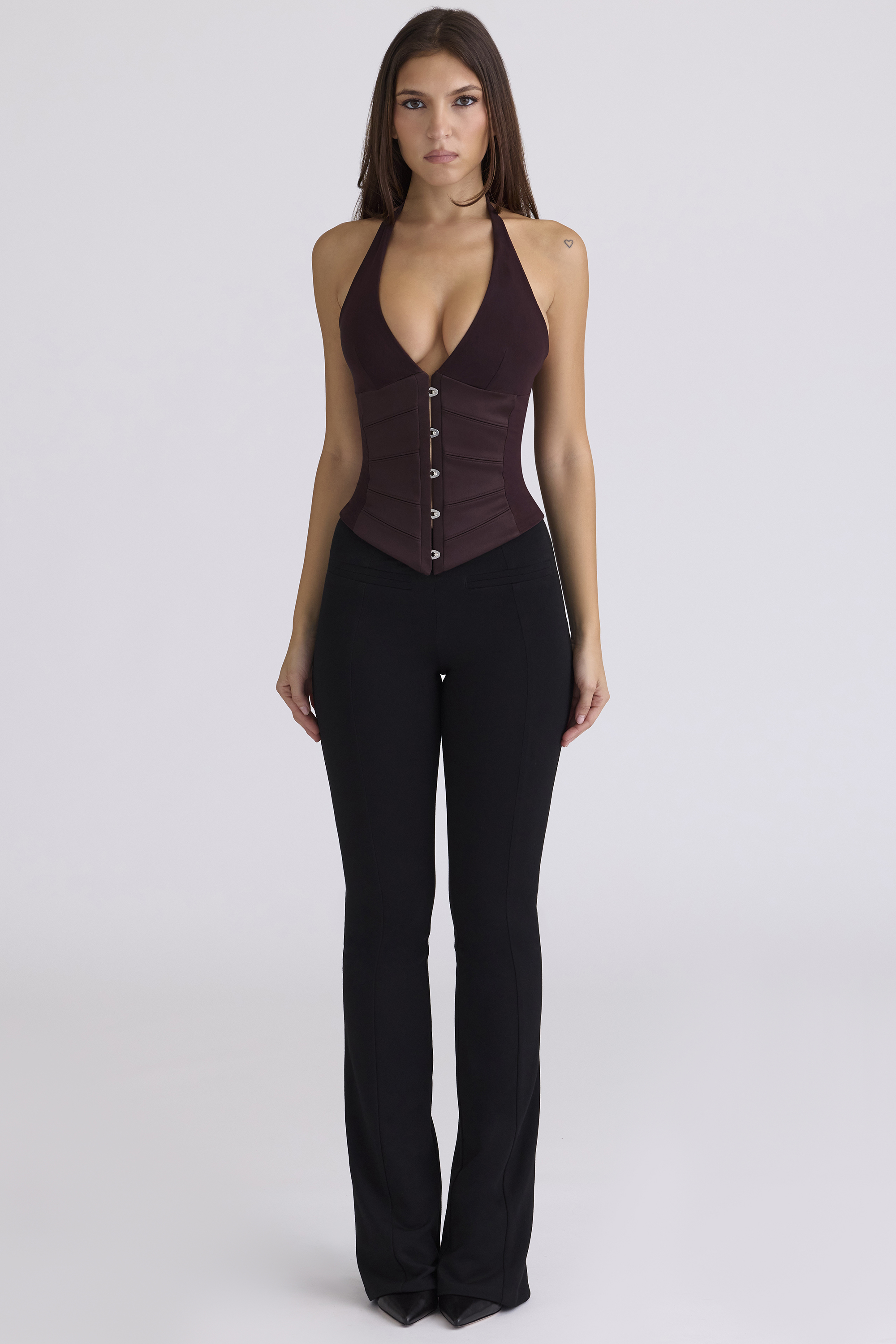 Lia Chocolat Satin Waist Cinch Corset Top - luluinthesky