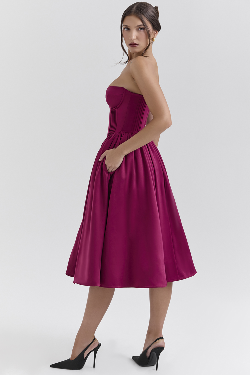 Coco Burgundy Satin Tulle Midi Dress - SALE - luluinthesky