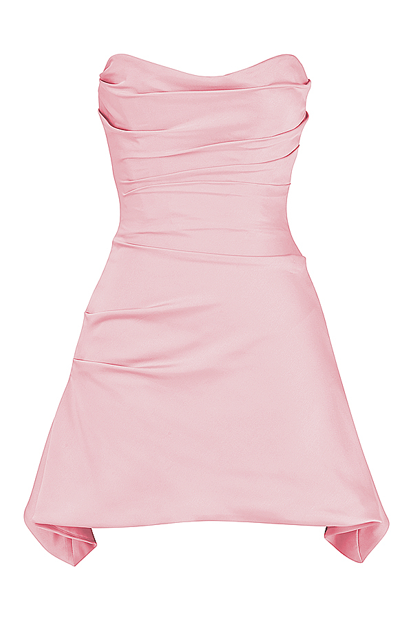 Jasmine Rose Pink Draped Strapless Corset Dress - luluinthesky