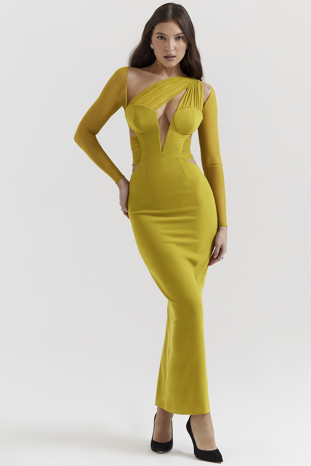 Zahra Chartreuse Plunge Maxi Dress - luluinthesky