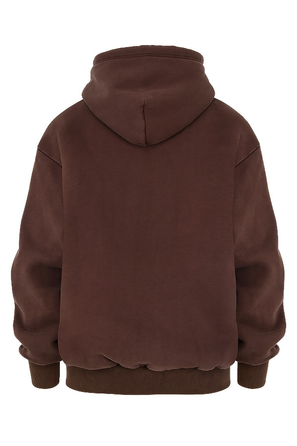 Storm Chocolate Cotton Fleece-Back Zip Through Hoodie - luluinthesky