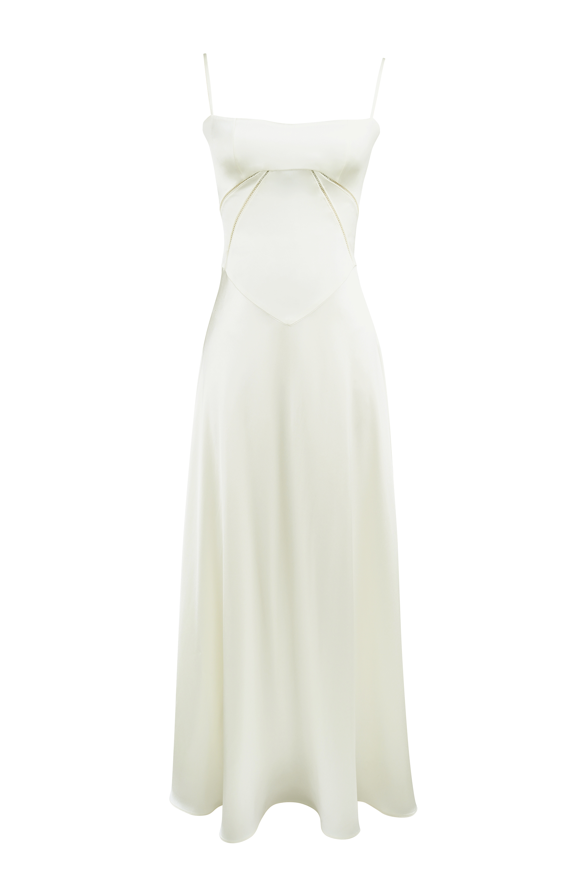 Anabella Ivory Satin Lace Up Maxi Dress - luluinthesky
