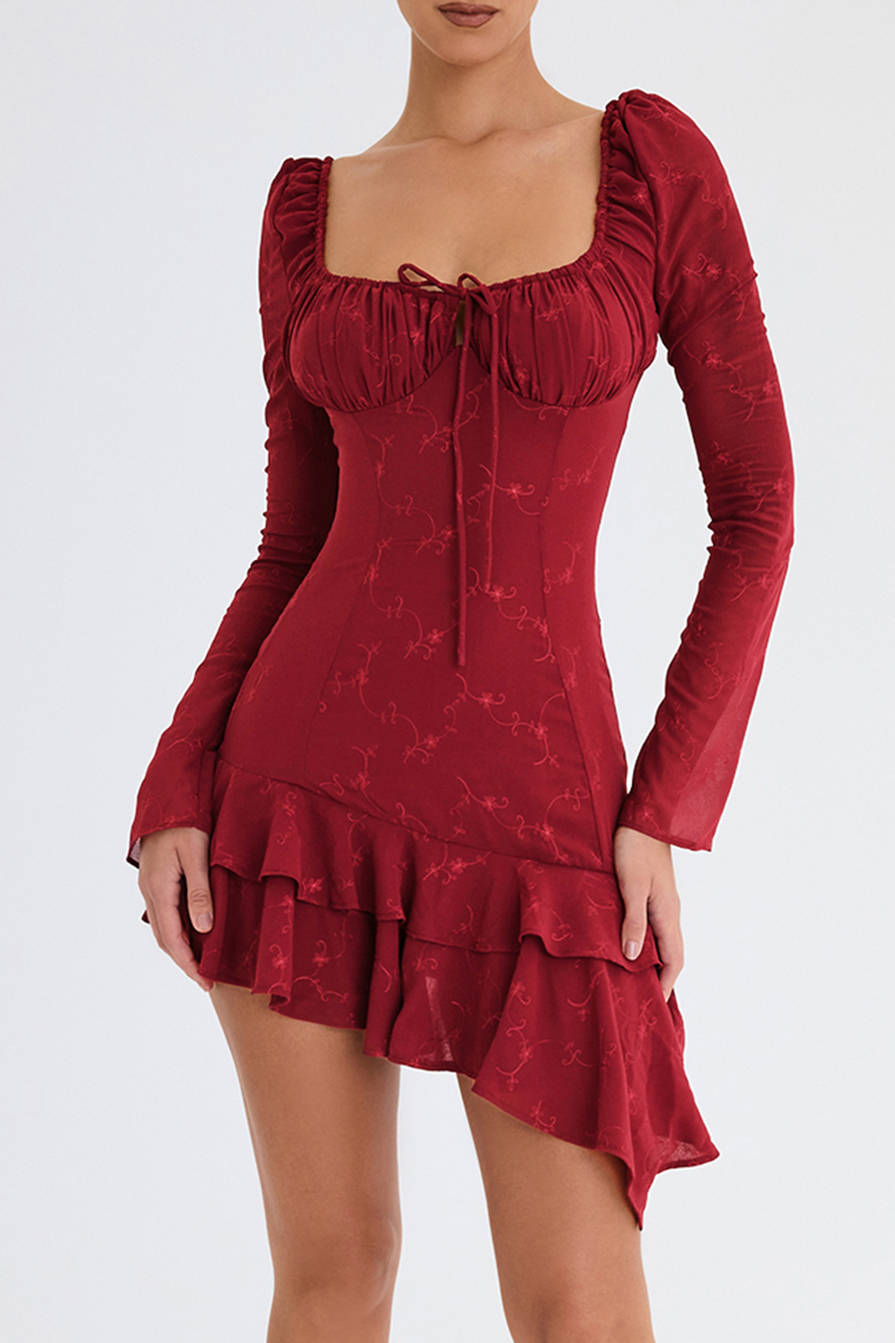 Mistress Rocks Merlot Embroidered Mini Dress - SALE - luluinthesky