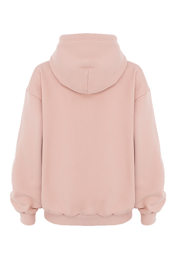 Storm Blush Cotton Fleece-Back Zip Through Hoodie - luluinthesky