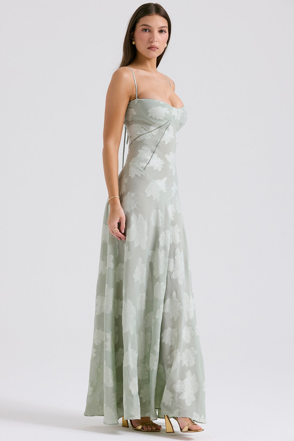 Seren Pistachio Floral Lace Back Maxi Dress - luluinthesky