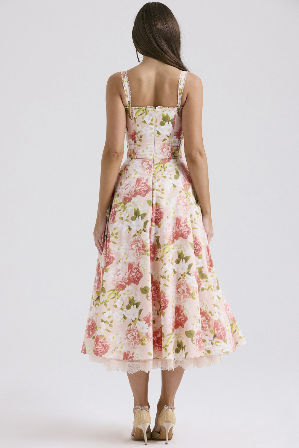 Rosalee Pink Peony Print Cotton Bustier Sundress - luluinthesky