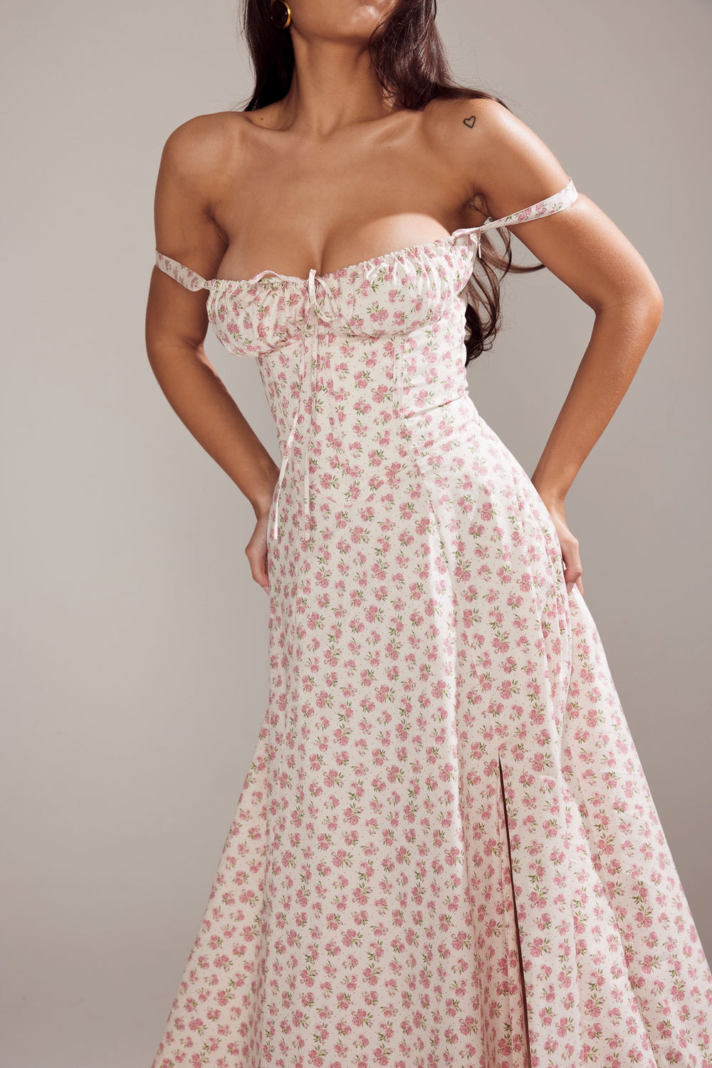 Carmen White Rosebud Print Cotton Bustier Sundress - luluinthesky