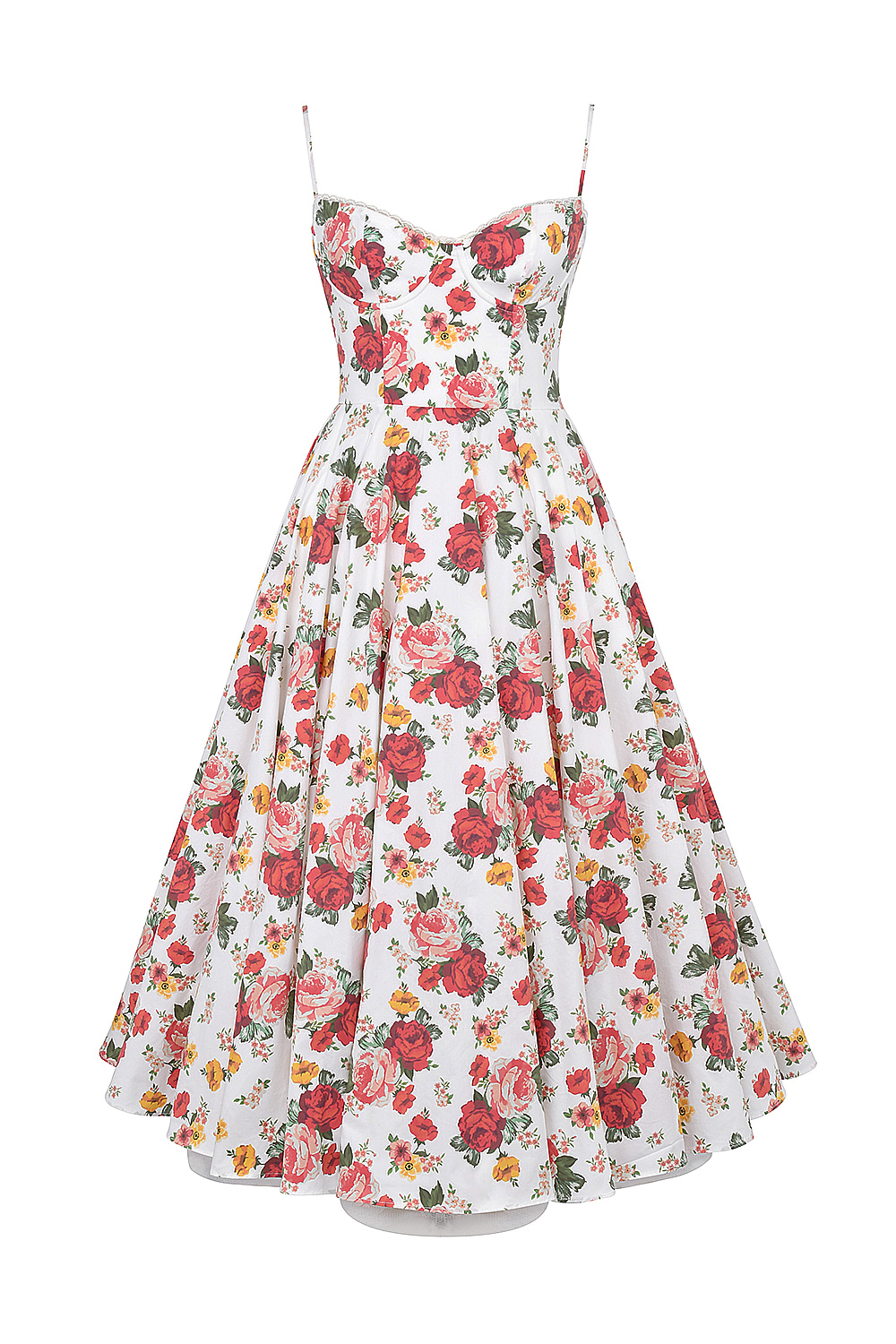 Mademoiselle Italian Rose Print Tulle Midi Dress - luluinthesky