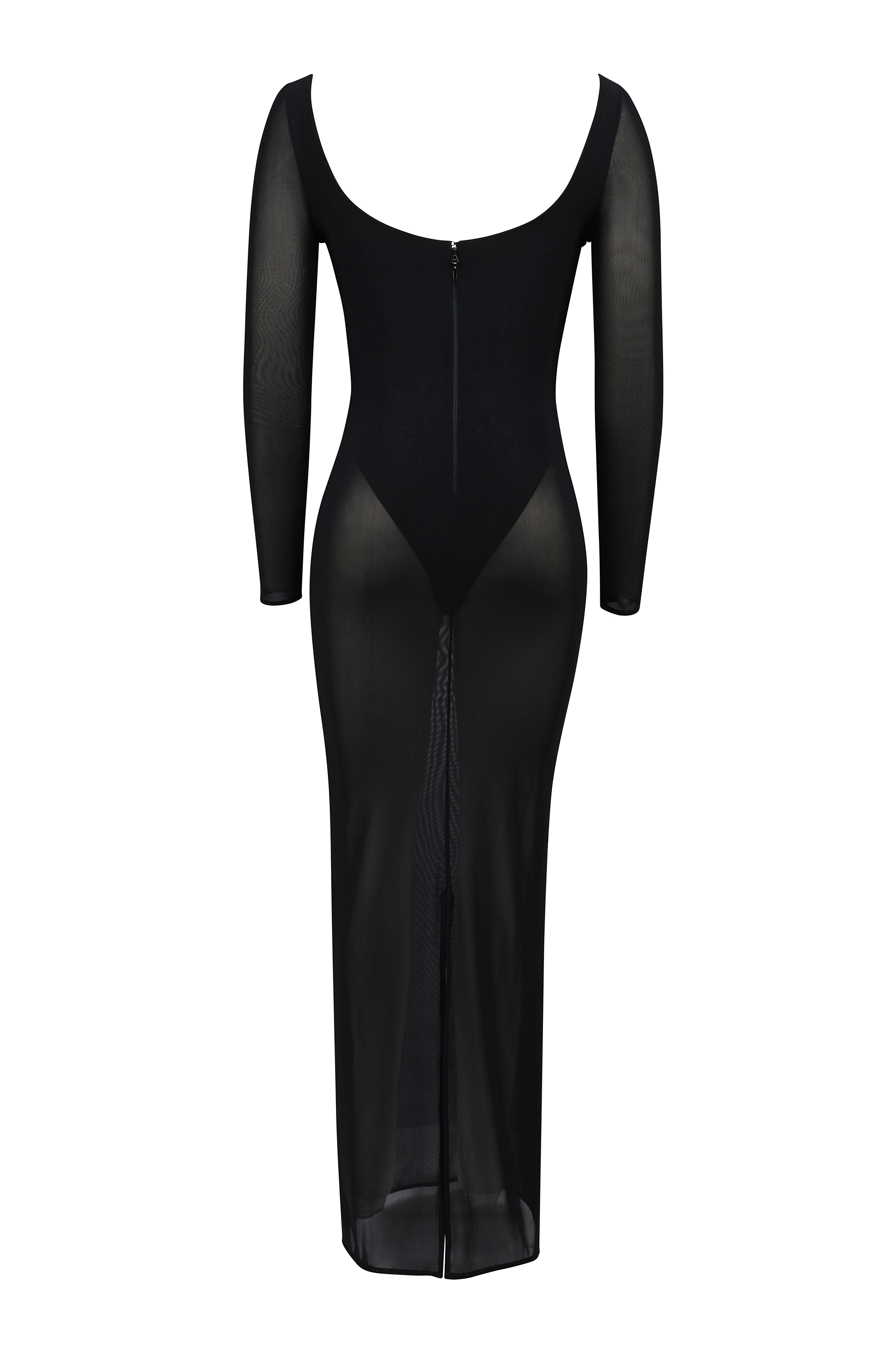 Everly Black Mesh Maxi Dress with Bodysuit - luluinthesky