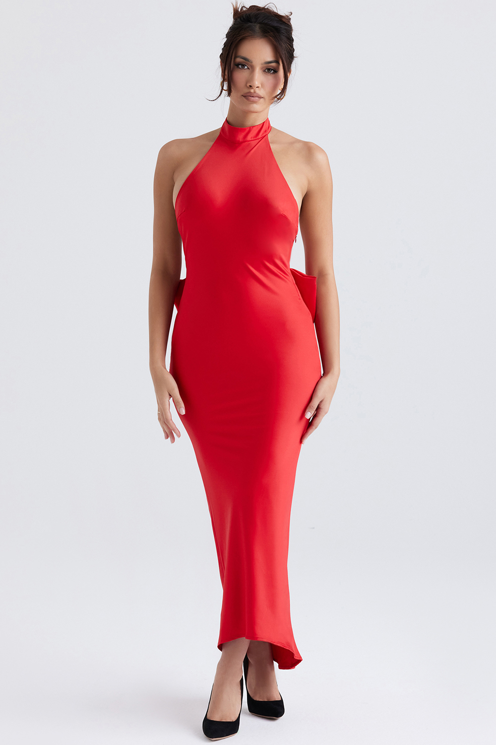 Ilaria Red Bow Halter Dress - luluinthesky