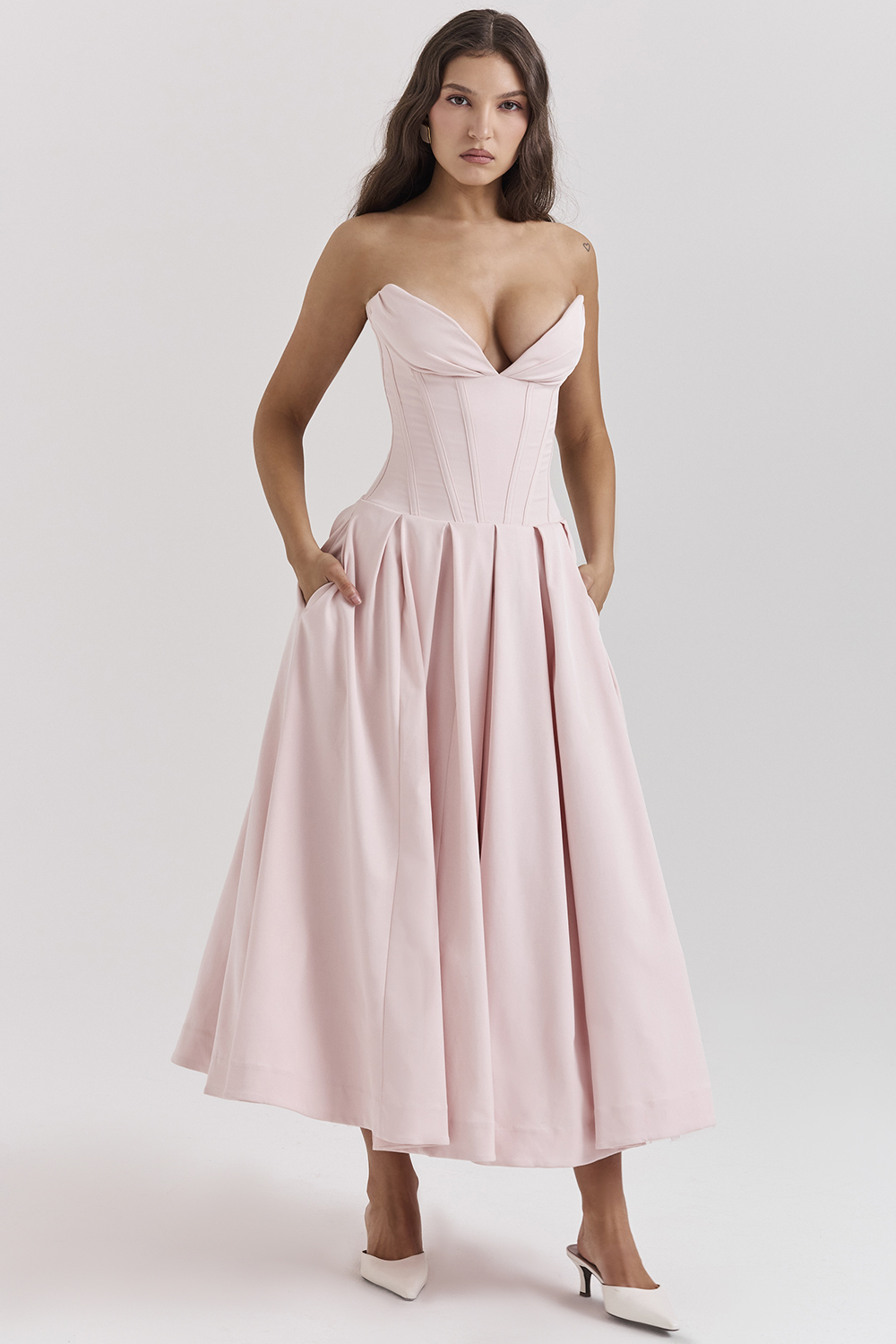 Lady Ballerina Pink Strapless Midi Dress - luluinthesky