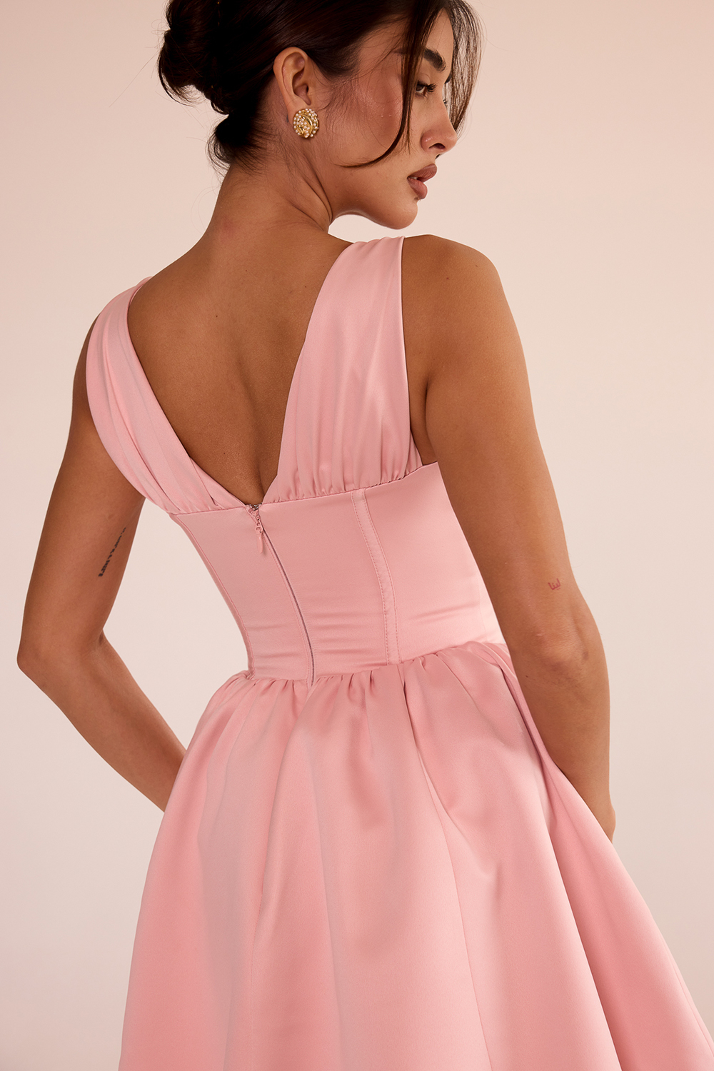 Emmeliette Powder Pink Satin Mini Dress - SALE - luluinthesky