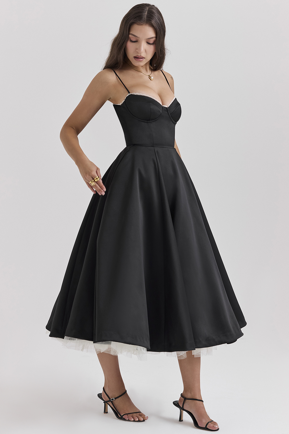Mademoiselle Black Tulle Midi Dress - luluinthesky
