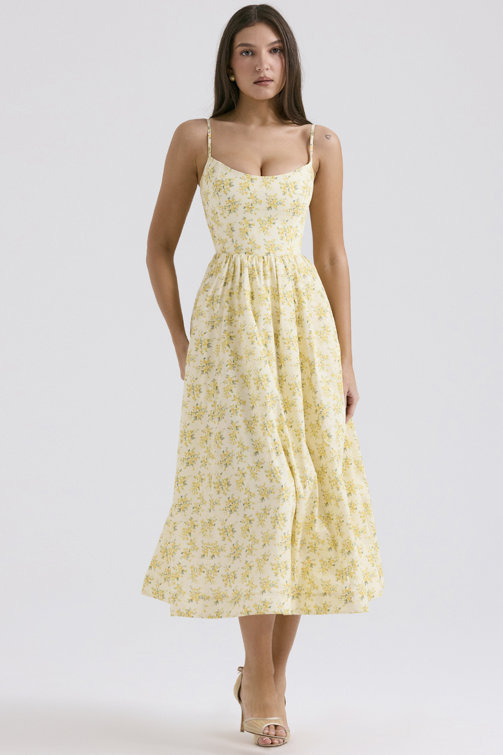 Lolita Buttercup Vintage Floral Print Cotton Corset Sundress - luluinthesky