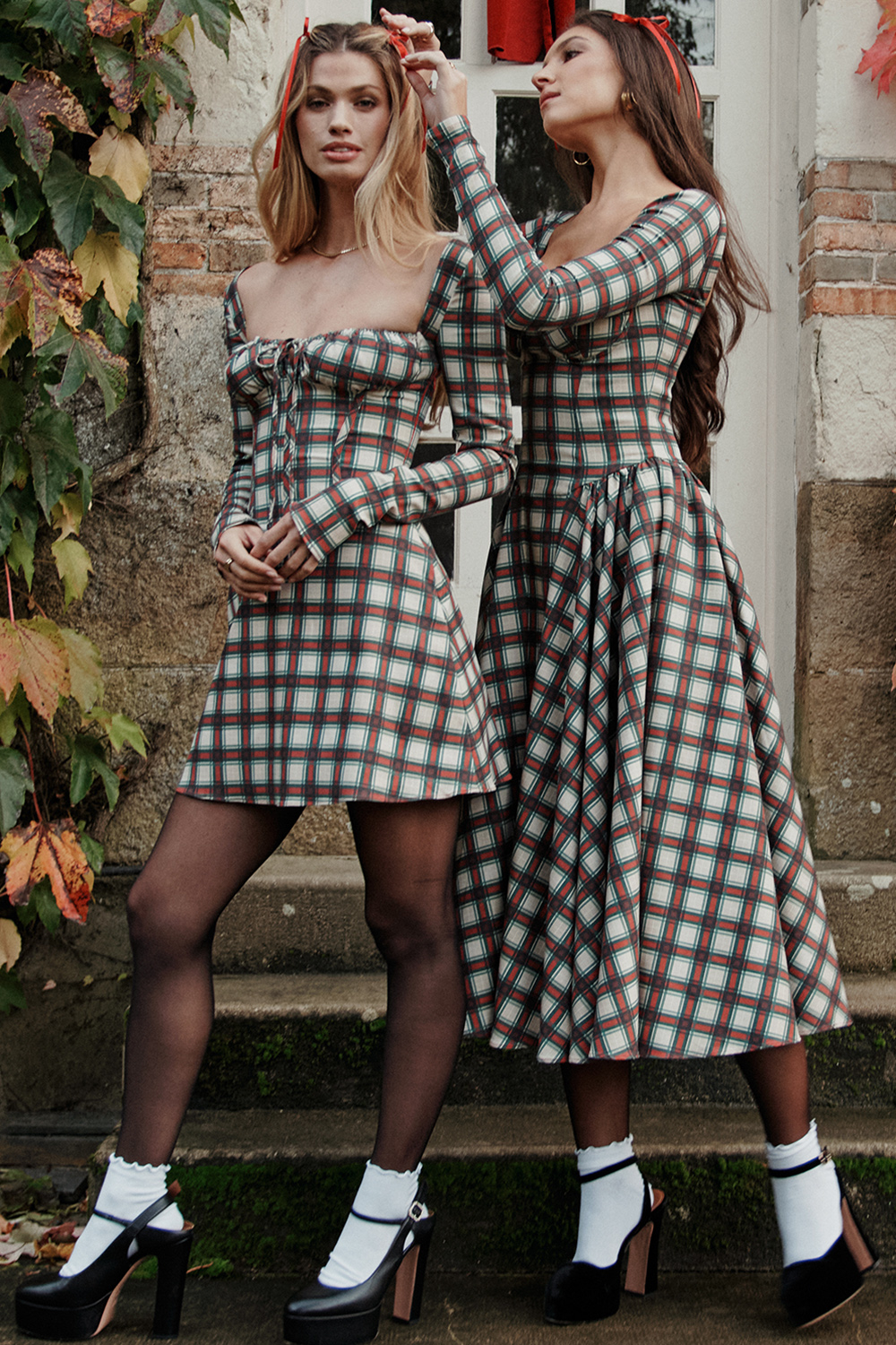 Malika Red Tartan Corset Mini Dress - luluinthesky