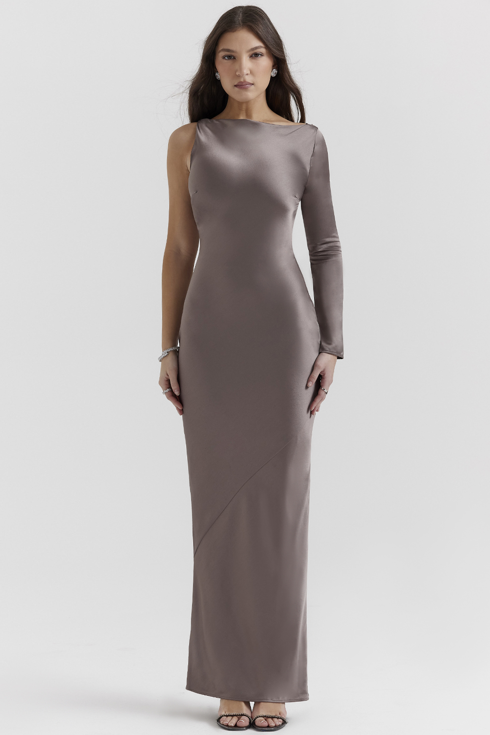 Catiana Smoke One Sleeve Maxi Dress - luluinthesky