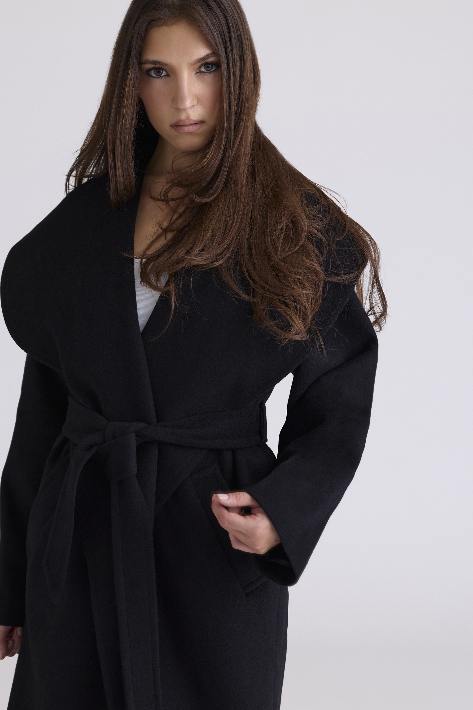 Cocoon Black Wool Shawl Collar Coat - luluinthesky