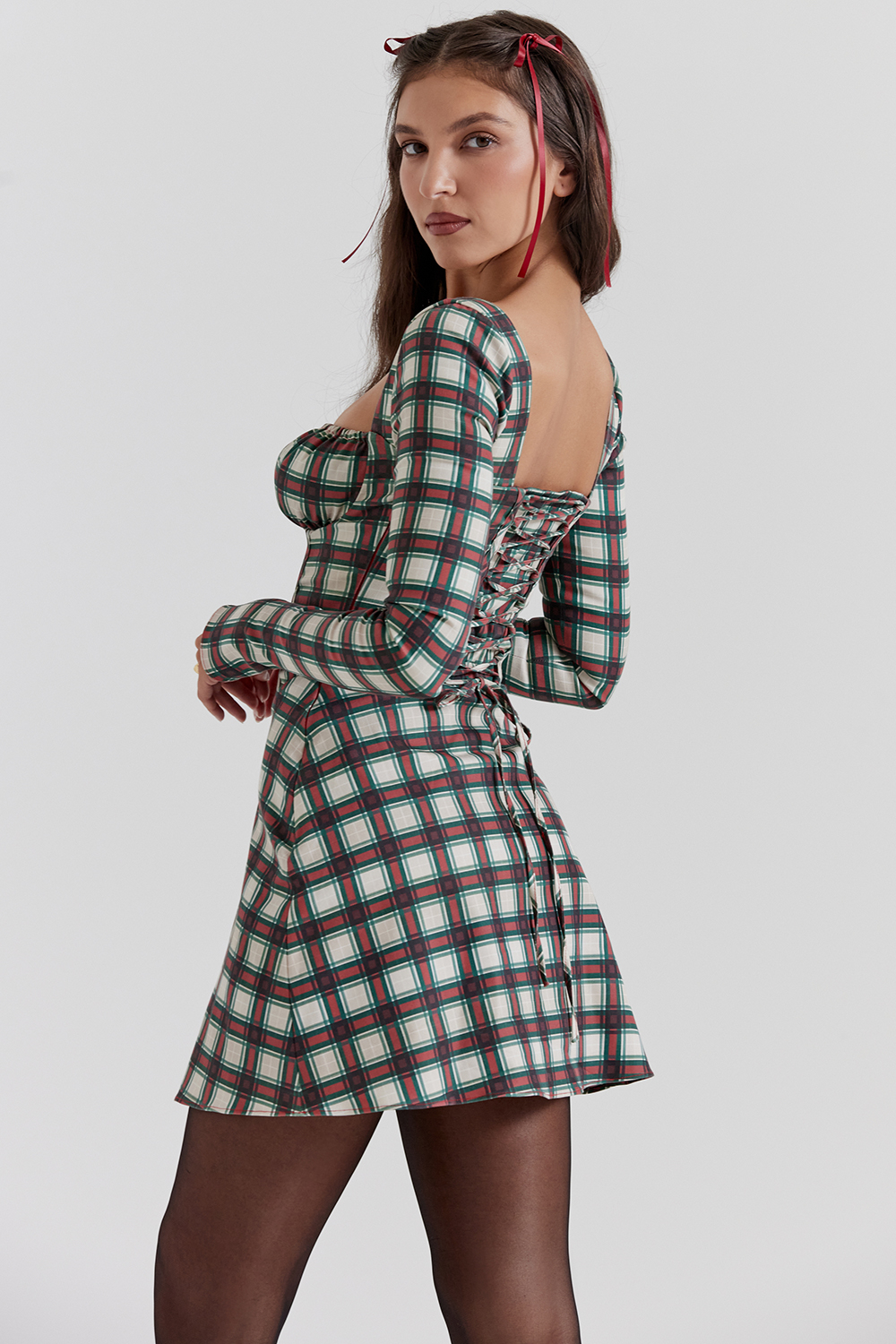 Malika Red Tartan Corset Mini Dress - luluinthesky