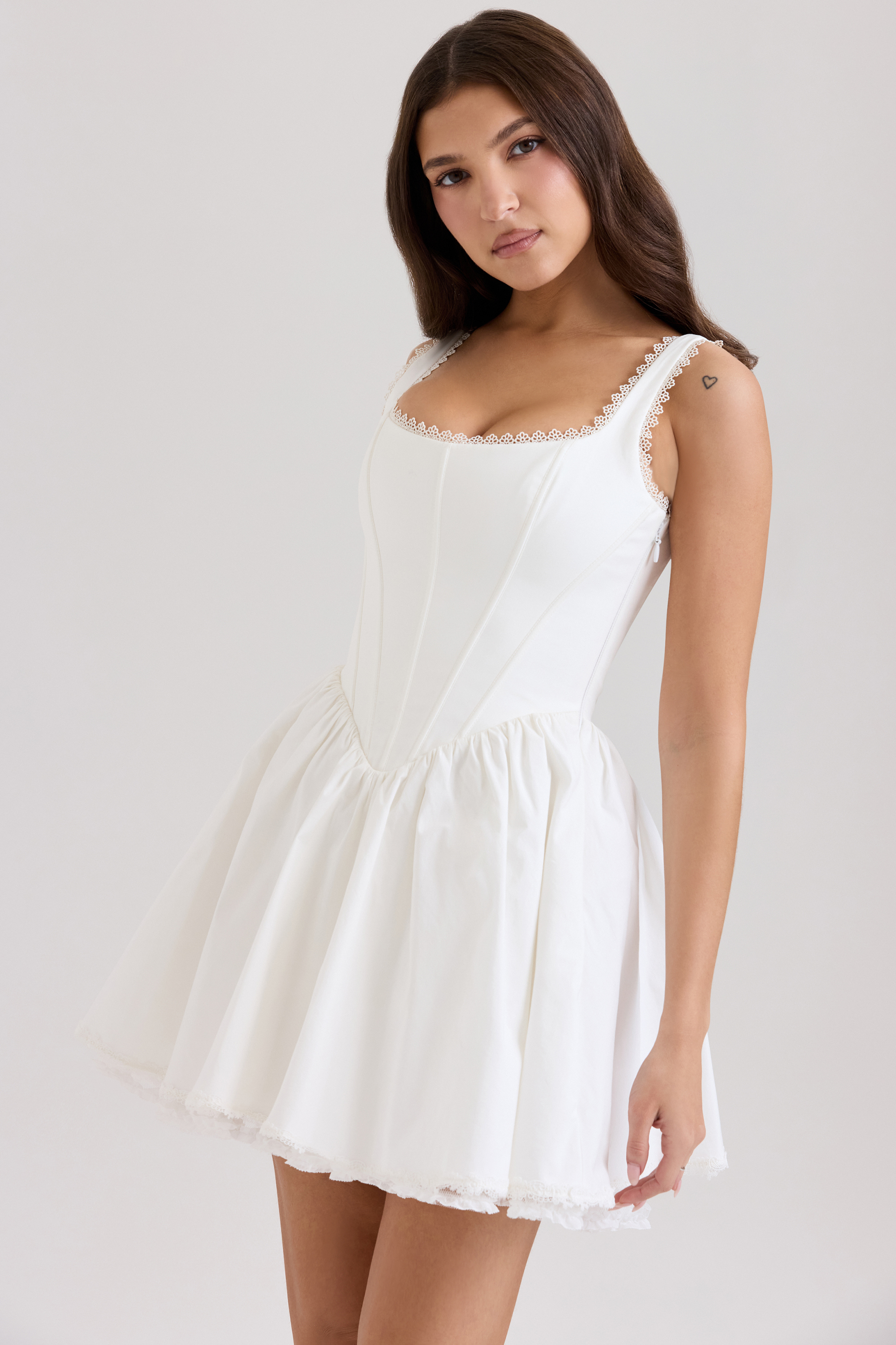 Letitia White Stretch Cotton Mini Dress - luluinthesky