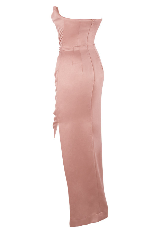 Adrienne Blush Satin Strapless Gown - luluinthesky