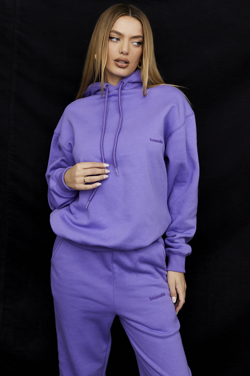 Halo Purple Cotton Fleece-Back Oversized Hoodie - luluinthesky