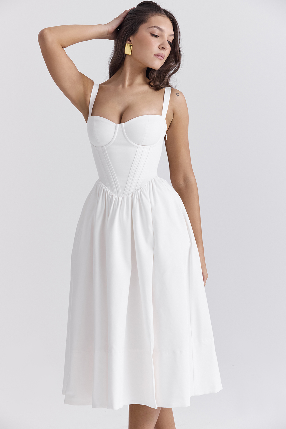 Kelly White Corset Midi Sundress - luluinthesky