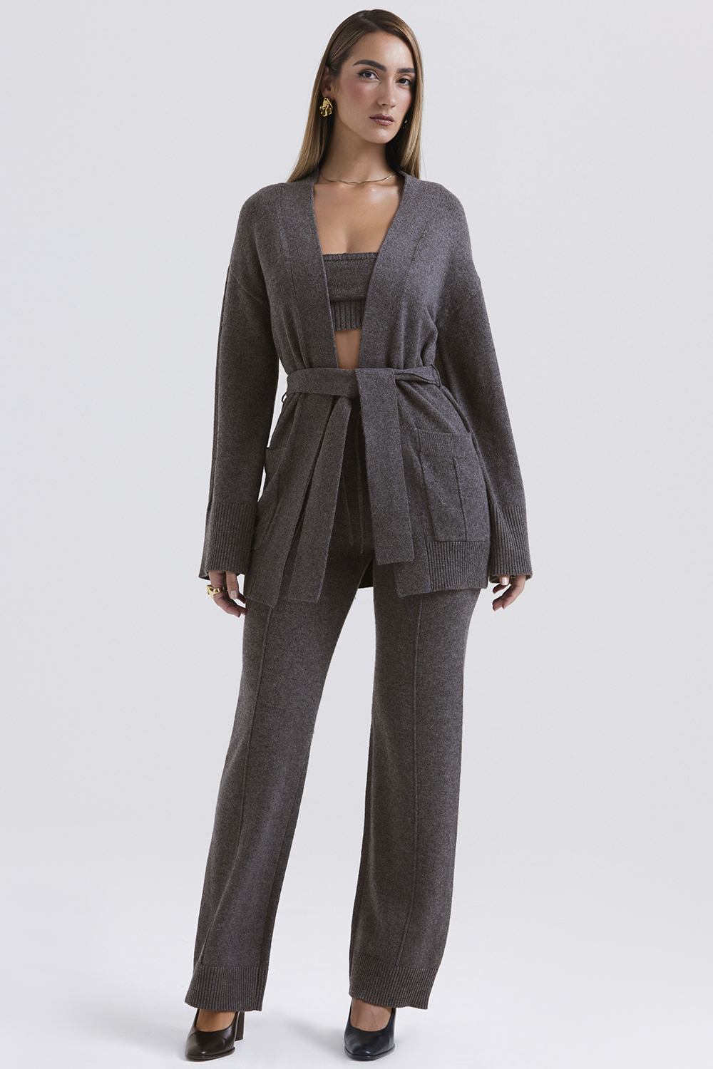 Alaia Charcoal Cashmere Blend Belted Cardigan - SALE - luluinthesky