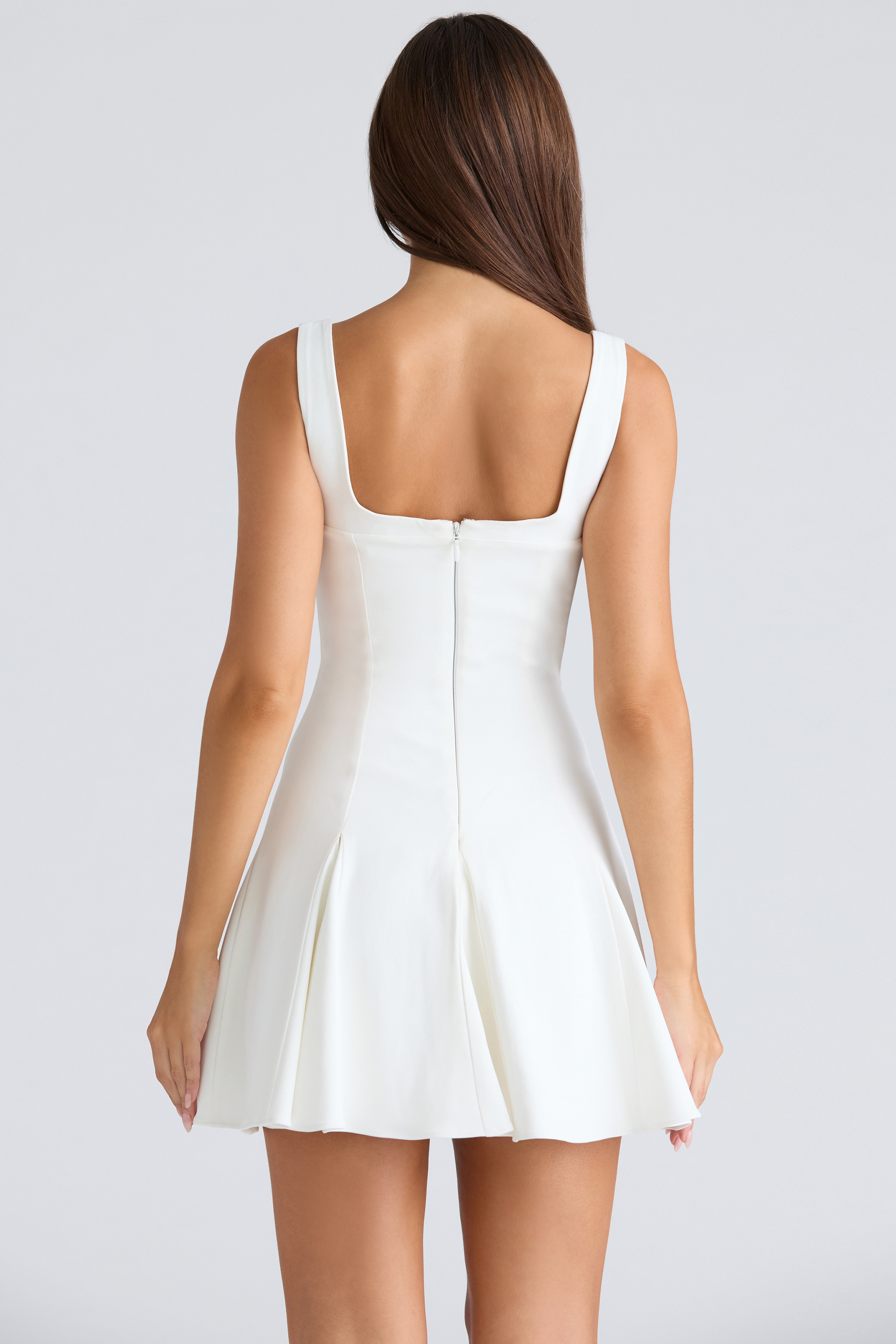 Amelie Vintage Ivory Stretch Crepe Mini Dress - luluinthesky