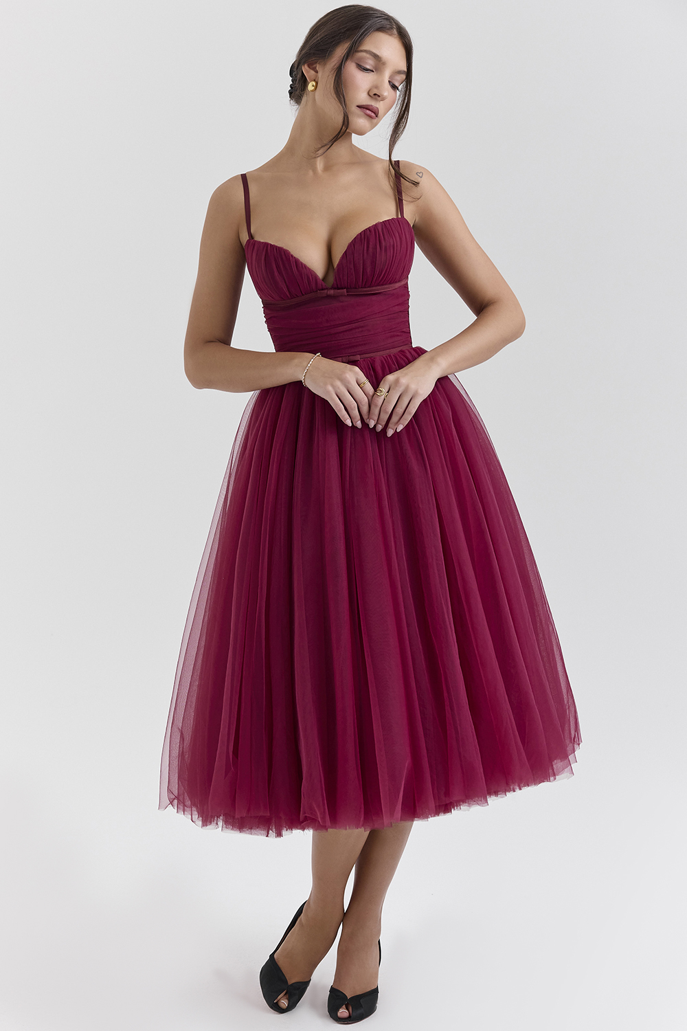 Countess Cabernet Tulle Midi Dress - SALE - luluinthesky