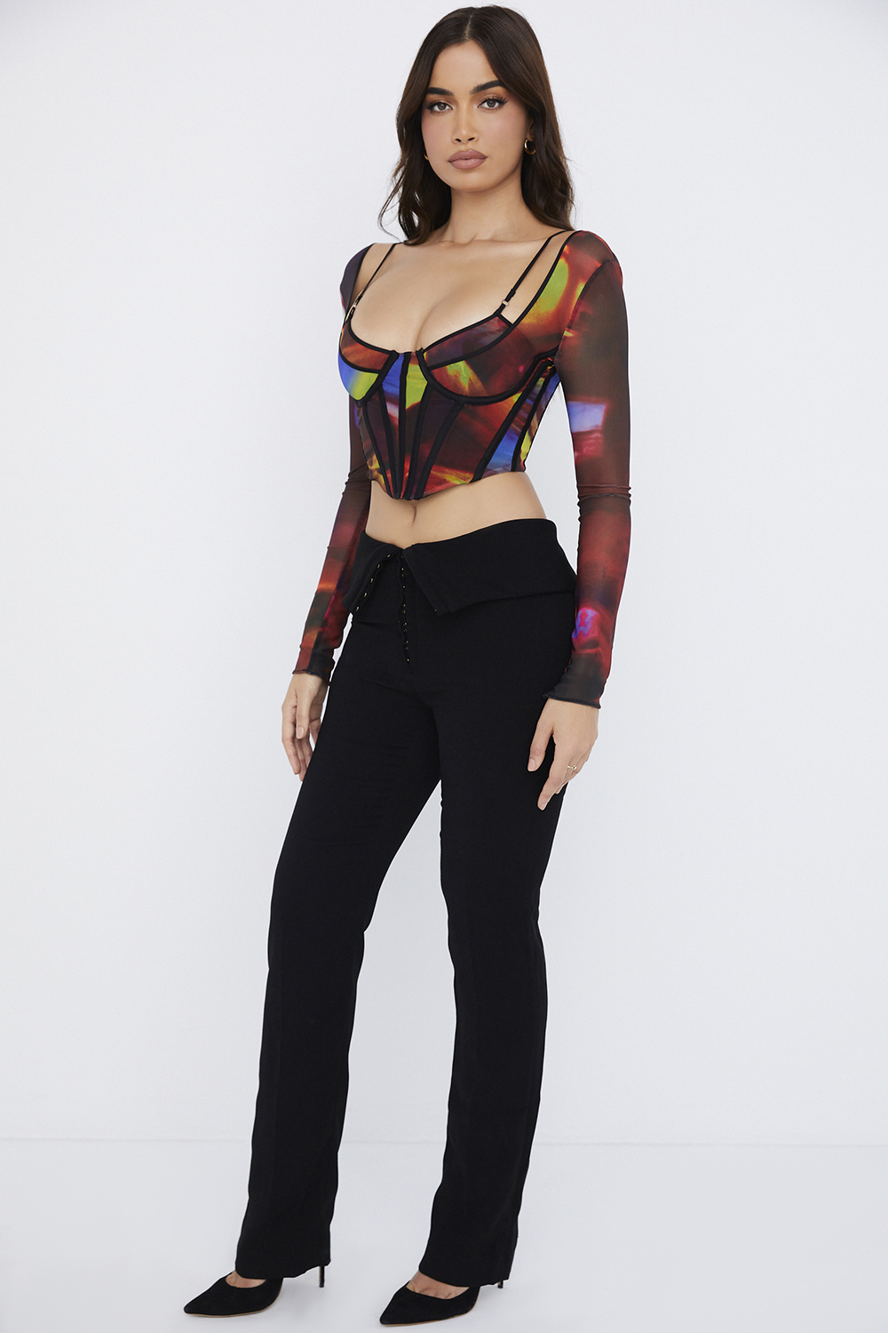 Ava Black Fold Front Trousers - luluinthesky