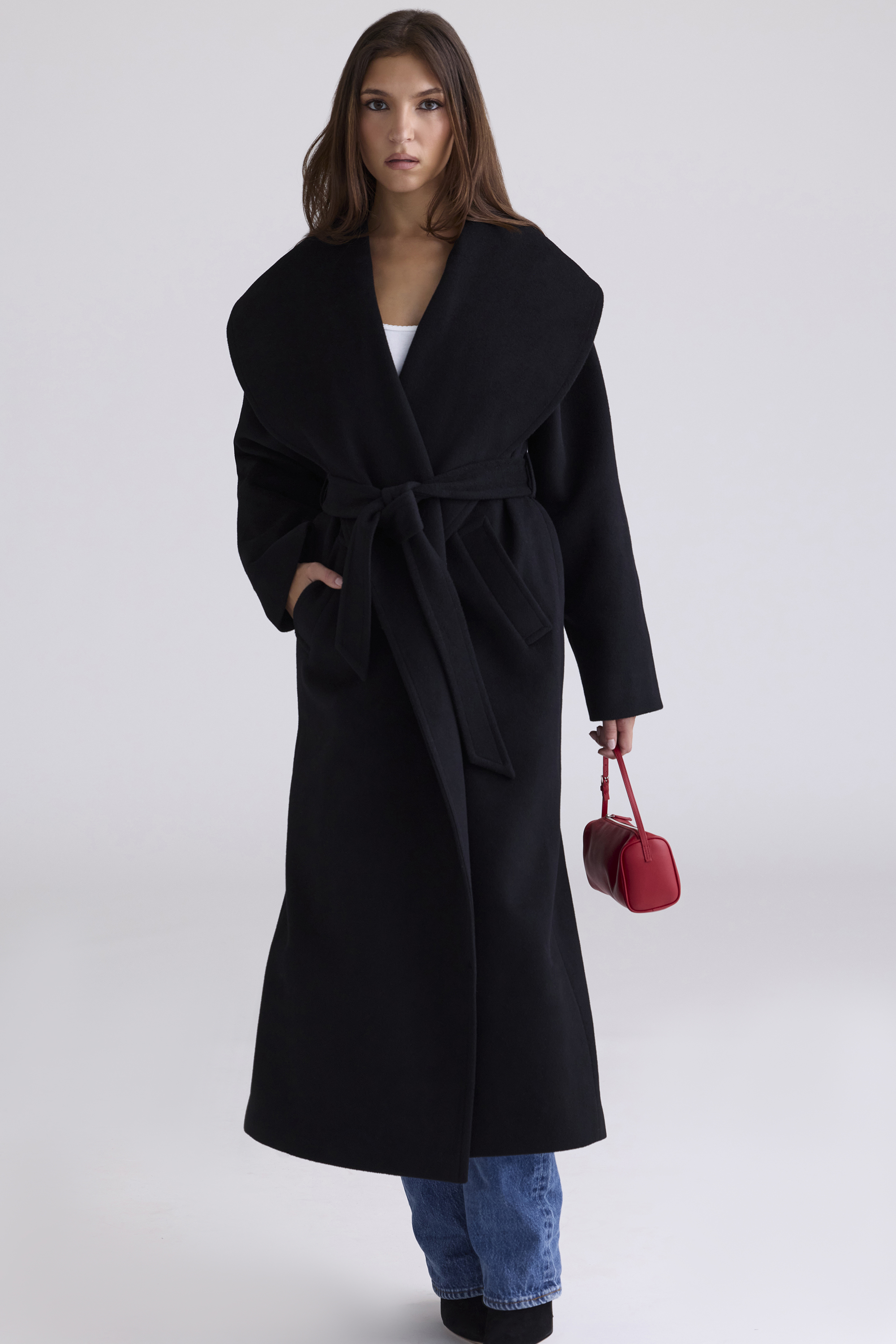 Cocoon Black Wool Shawl Collar Coat - luluinthesky