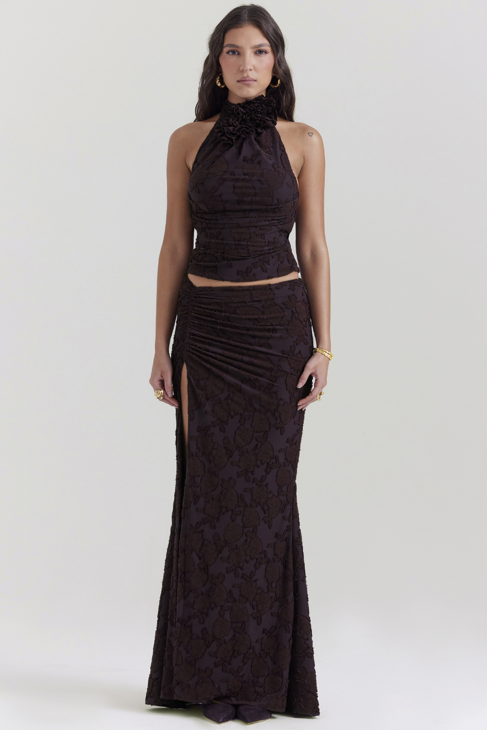 Kyra Cocoa Halter Top - luluinthesky