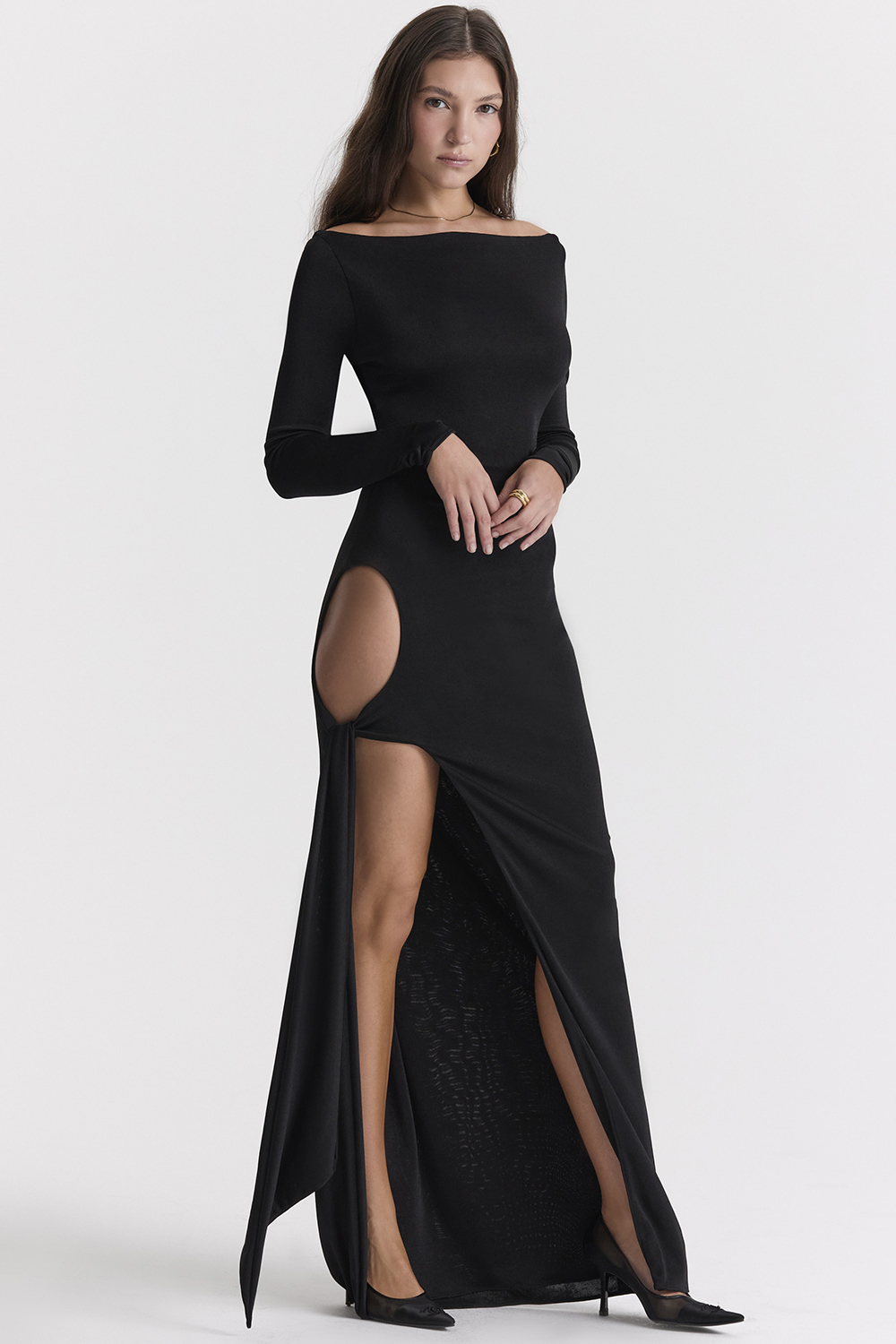 Marella Black Cutout Maxi Dress - luluinthesky