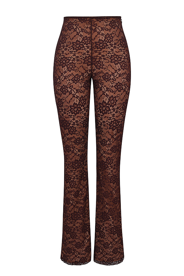 Mistress Rocks Espresso Stretch Lace Trousers - SALE - luluinthesky