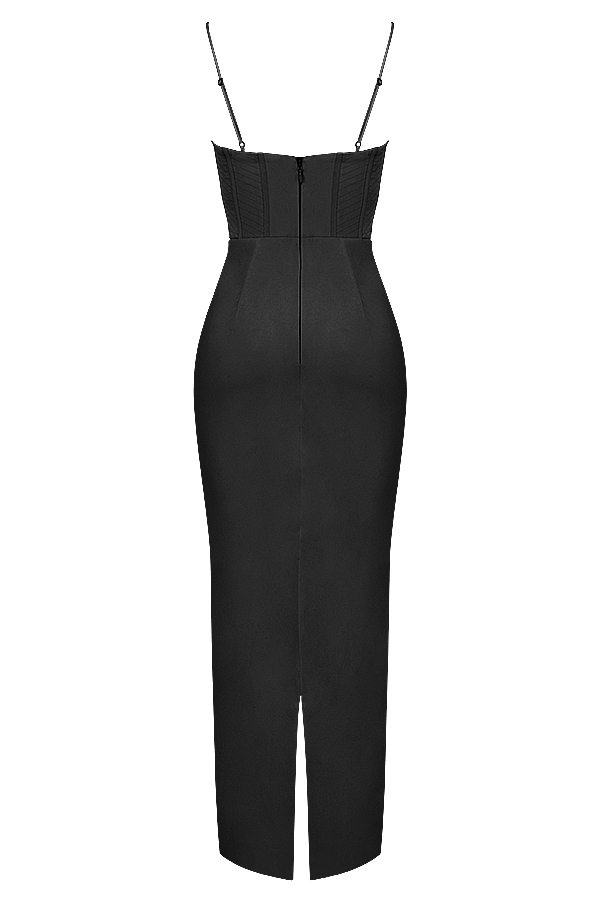 Charmaine Black Corset Maxi Dress - luluinthesky