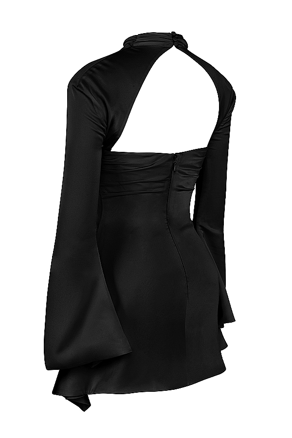 Toira Black Draped Corset Dress - luluinthesky
