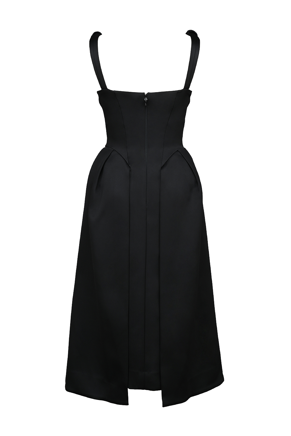 Paloma Black Satin Twist Strap Midi Dress - SALE - luluinthesky