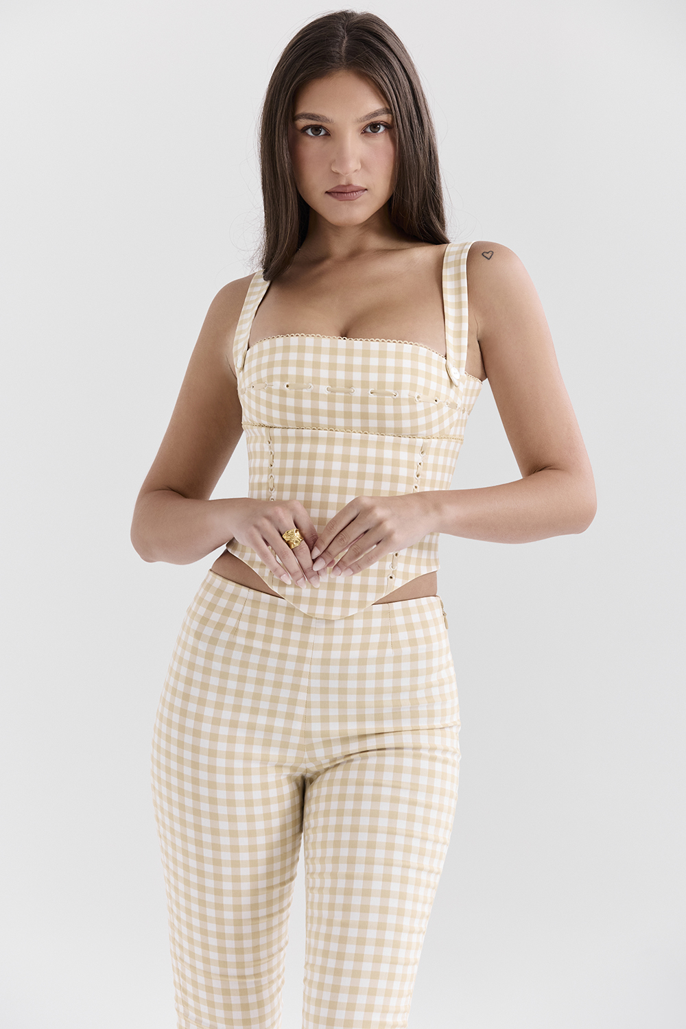 Lottie Gingerbread Gingham Corset - luluinthesky