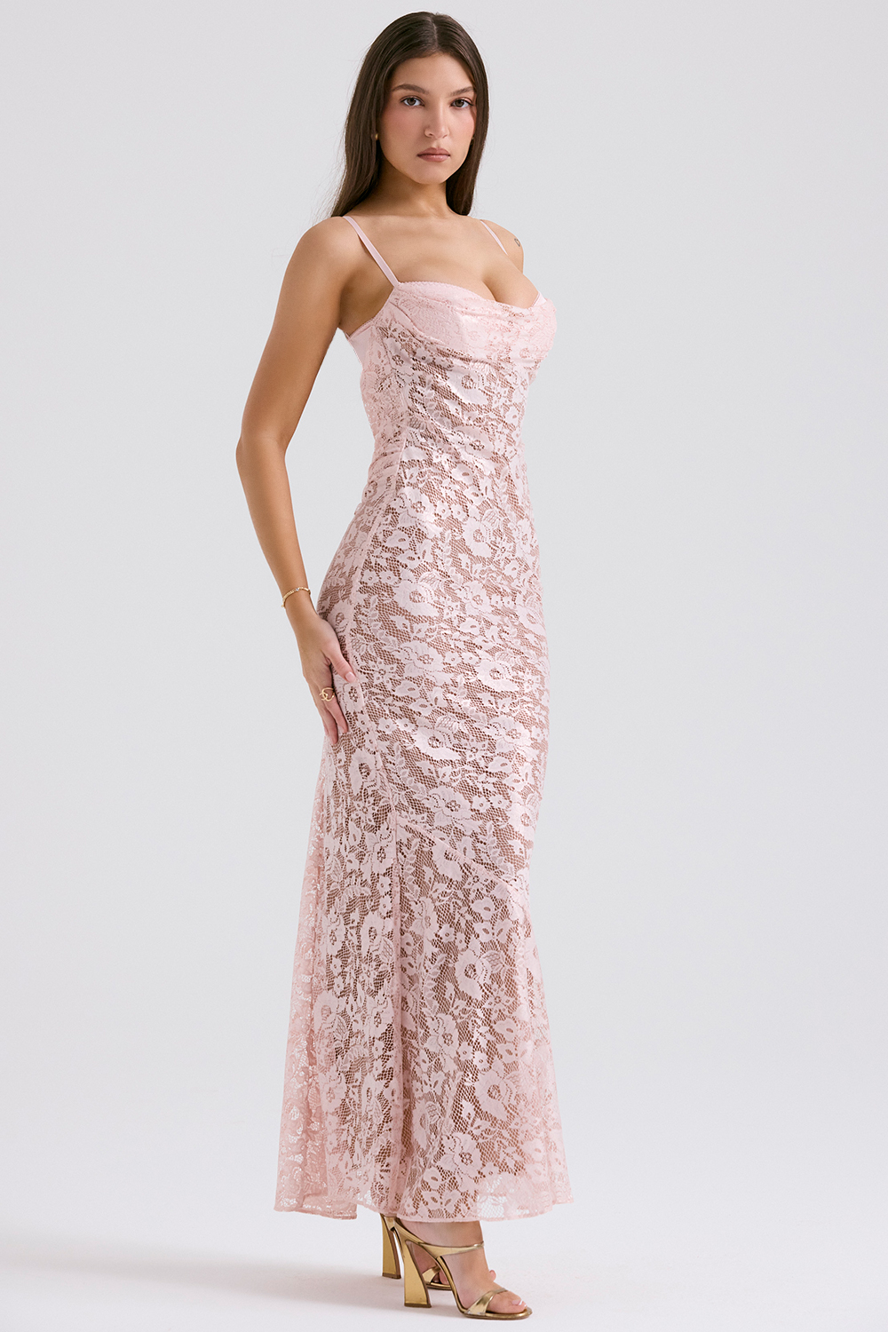 Azzurra Rose Pink Lace Godet Gown - luluinthesky