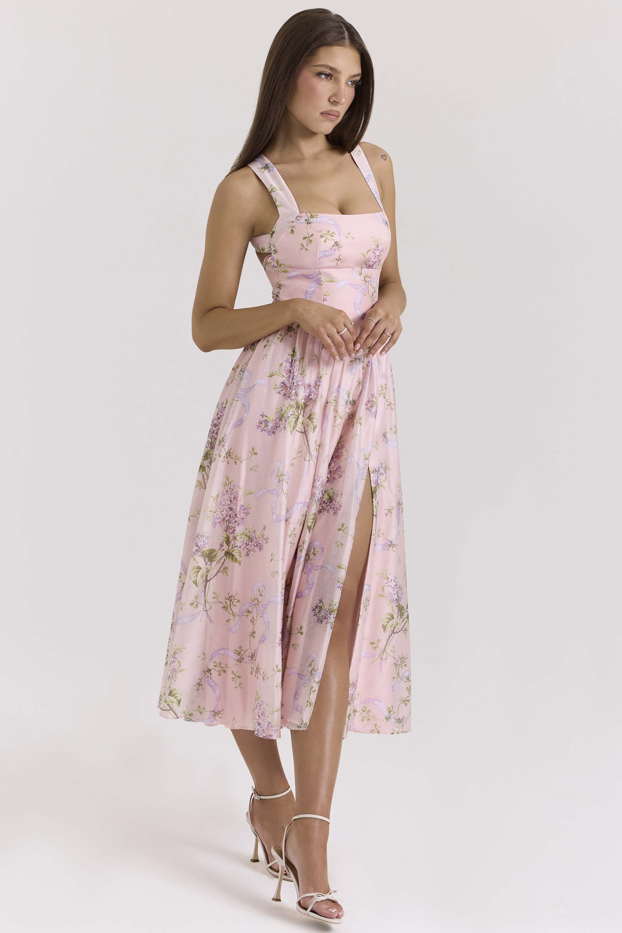 Minerva Pink Floaty Chiffon Midi Sundress - luluinthesky